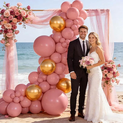 110pcs Dusty Pink Balloon 12 Inch, Brush Pink Latex Balloons - Image 4