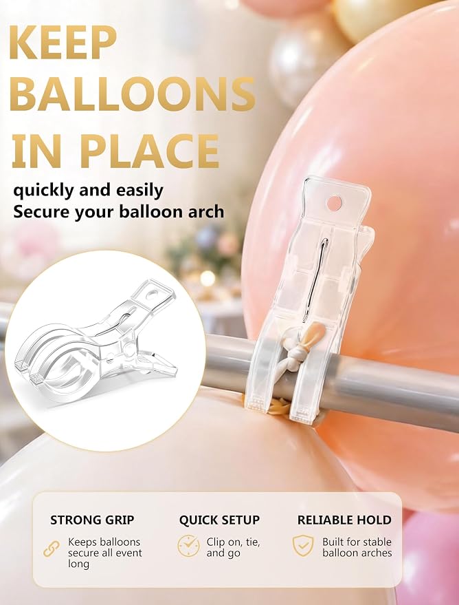 12 Pack Clear Balloon Arch Clips, Spring Clamps - Image 4