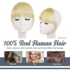 BARSDAR Real Human Hair Clip in Bangs - Human Hair Clip in Bangs for Women - Light Blonde Thick Bangs Extensions Fringe with Temples Dyeable Real Hair Bangs Hairpieces - Bleach Blonde