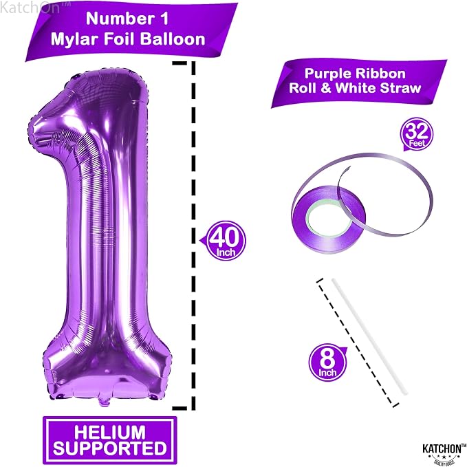 KatchOn Purple Number 1 Balloon - Image 4