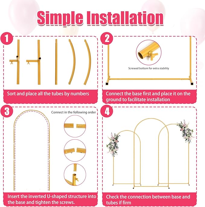 6.6FT Arch Backdrop Stand and White Cover Set, Wedding Arch Backdrop Stand | - Image 5