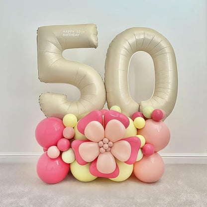 Cream Number 5 Balloons, 40 Inch 5 Balloons Giant Helium Foil Mylar Beige 5 - Image 7