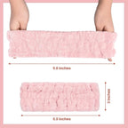 Chuangdi 3 Pieces Terry Cloth Elastic Headbands for Women - Makeup, Face Washing, Yoga, Sports, Shower (Pink, Green, Brown)