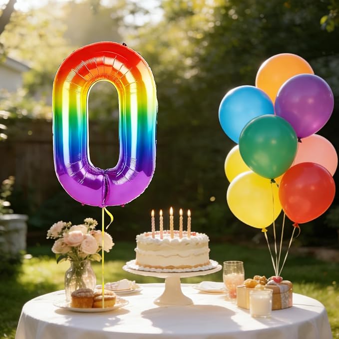 40 Inch Number 0 Balloons for Birthday Party Decorations, 0-100 Rainbow Large - Image 3