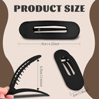 4 Pcs Flat Hair Clips for Women - Large Matte Flat Claw Clips for Thin Hair, Stylish Hair Accessories for Daily Styling（Matte Black)