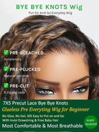 KLAIYI Golden Brown Water Wave Bye Bye Knots Glueless Wig Human Hair Highlight 7x5 Precut Lace Front Pre Plucked Bleached Ombre 3S Ready to Wear Go Beginners Wig with Dark Roots Deep Curly Wave 26Inch
