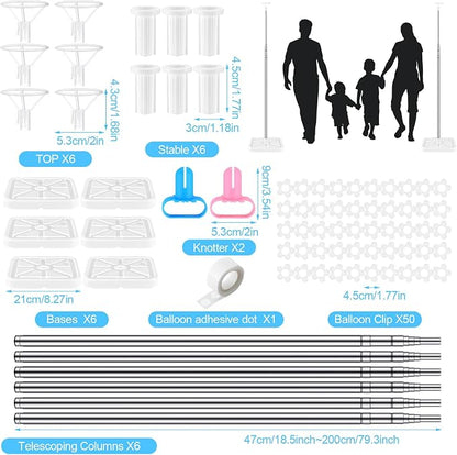 Sratte 6 Sets Balloon Column Stand Kit, 6.6 ft Adjustable Balloon Tower Pillar - Image 2