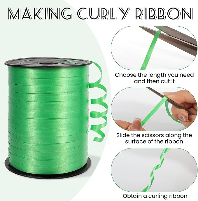 500 Yards Green Curling Ribbon, 1/5 Inch Wide Balloons String Ribbons - Image 3