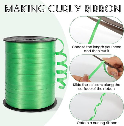 500 Yards Green Curling Ribbon, 1/5 Inch Wide Balloons String Ribbons - Image 3