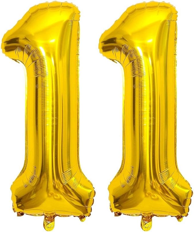 Gold 11 Number Balloons, 40 Inch Giant Number 11 Balloons Foil Mylar Helium by Lovoir