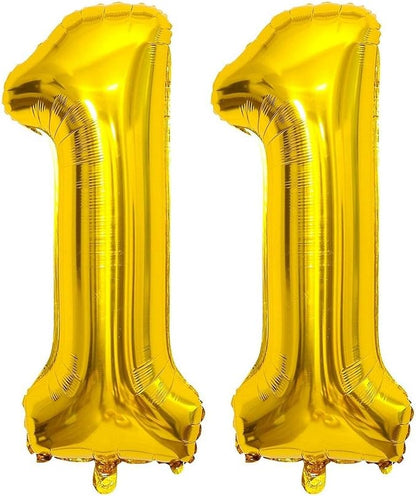 Gold 11 Number Balloons, 40 Inch Giant Number 11 Balloons Foil Mylar Helium by Lovoir