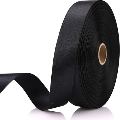 7/8 Inch 60 Yards Black Satin Craft Ribbon-Single Face Polyester Ribbon by Unknown