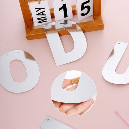 DIY Banner Kit with Letters Bright Silver Customizable Birthday Banners - Image 3