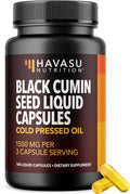 Cold Pressed Black Seed Oil Capsules - 1500mg Black Cumin Supplement for Immune Function, Digestive Support & Overall Health - Hair & Skin Superfood - Nigella Sativa - 2 Month Supply, Unflavored