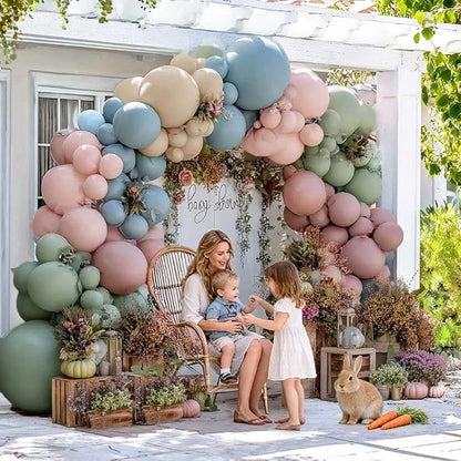Pink Blue Green Balloon Arch Double Stuffed Dusty Green Pastel Blue Blush Mauve - Image 7