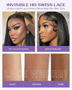 SKINLIKE Real HD Lace Wig 13x6 Full Frontal HD Lace Front Wigs Human Hair Pre Plucked Bleached Knots 180% Density 0.10mm Ultra-thin Invisible Lace Straight Human Hair Wigs For Women 24 Inch