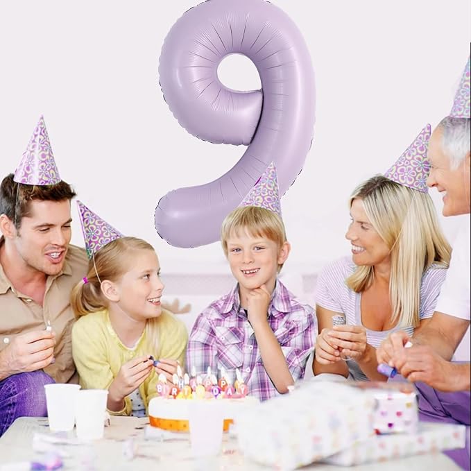 TONIFUL 40 Inch Cream Purple Large Number 9 Balloon - Image 3