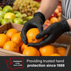 GLOVEWORKS Black Disposable Nitrile Industrial Gloves 5 Mil, Latex/Powder-Free, Food-Safe, Textured