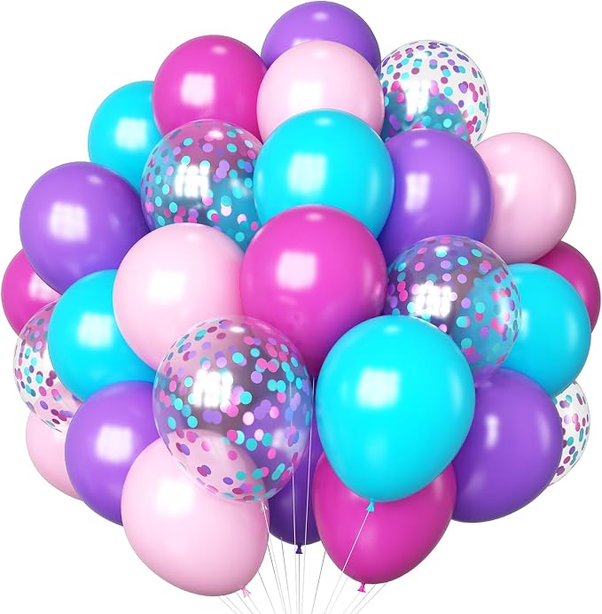 HILAVO Pink Purple Blue Balloons 60 Pcs Hot Pink Light Pink Teal Purple Latex by HILAVO