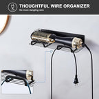Straighteners Holder Wall Mounted Metal Hair Dryer Holder for Curling Wands Accessories Adhesive Curling Iron Holder Hair Tool Organizer for Vanity Bathroom Barber Shops (Black)