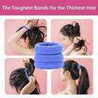 Burlybands Large Hair Ties for Thick, Heavy or Curly Hair - Non-Slip, Non-Damage, Seamless Women's Ponytail Scrunchies - Light Blue, 3 Pcs