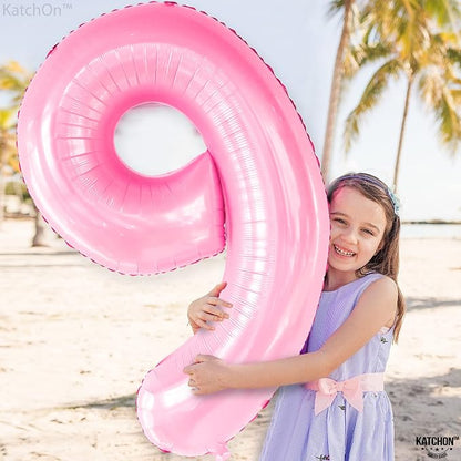 KatchOn, Giant Light Pink Number 9 Balloon - Image 2