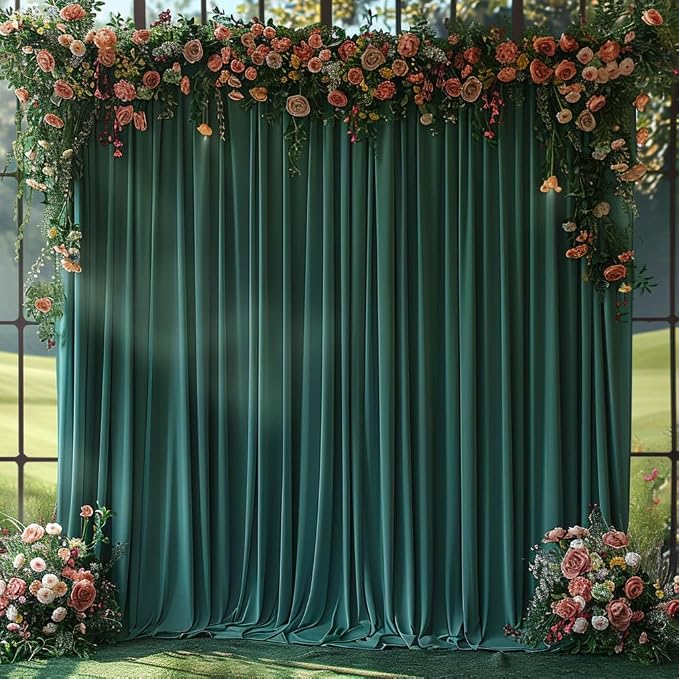 10x10ft Wrinkle Free Hunter Green Backdrop Curtain - Image 4