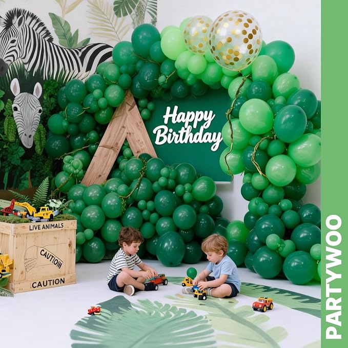 PartyWoo Green Balloons 66pcs Pack Light Green Latex Balloons | Lime Dark - Image 8
