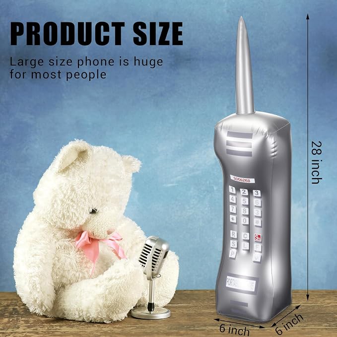 Gejoy 2 Packs Inflatable Mobile Phone Inflatable Retro Mobile Phone 80's 90's - Image 2