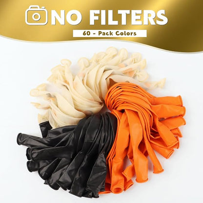 Black Orange Balloons 60Pcs 12 Inch Confetti Latex Balloon Kit - Image 2