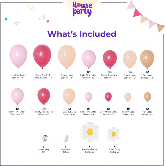 HOUSE OF PARTY Rainbow Balloon Arch Kit – 140PCS Assorted Color Balloon Garland - Image 2