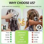 Black Hair Dye Shampoo for Women & Men, 15 Min Gray Coverage, 3 in 1 Semi-Permanent Color with Natural Herbal Ingredients