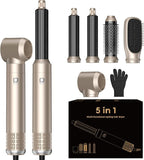 5 in 1 Blow Dryer Brush Set,Hot Air Styler Negative Ion Air Curling Wrap Air Curler, Round Brush Blow Dryer Curling Iron Hair Styling Tools Gift for Dry,Volumize, Straight,Curl,100-120V