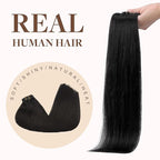 GOO GOO Clip in Hair Extensions Real Human Hair, Remy Human Hair Extensions Clip ins for Women, Natural Human Hair, 22inch 150g 7Pcs, 1B Natural black