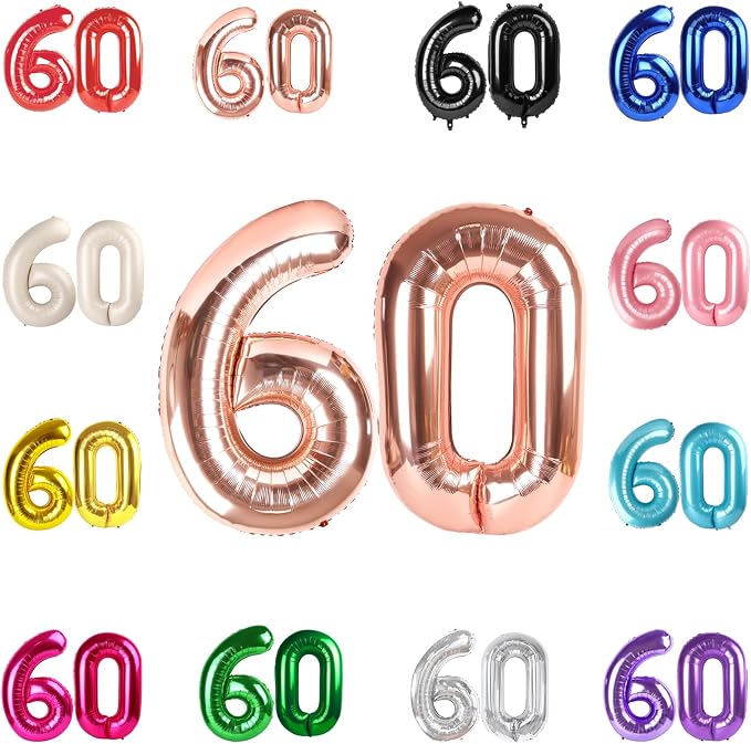 Rose Gold Number 60 Balloon 40 Inch by IWERP