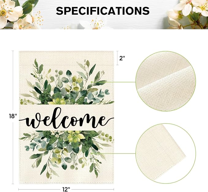 AVOIN colorlife Spring Summer Floral Welcome Garden Flag Outside 12x18 Inch | - Image 6