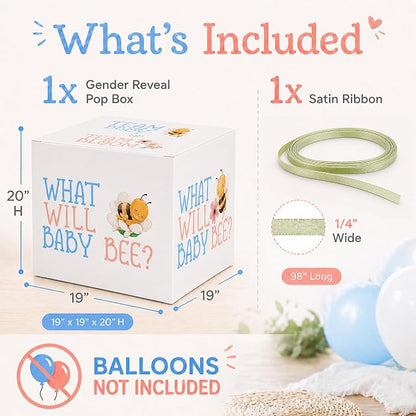Baby Bee Gender Reveal Box, Large Balloon Surprise Box - Image 3