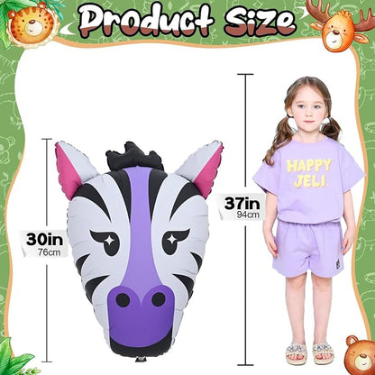 4pcs Large Jungle Safari Animal Balloons, Tiger Giraffe Zebra Monkey Head Foil - Image 8