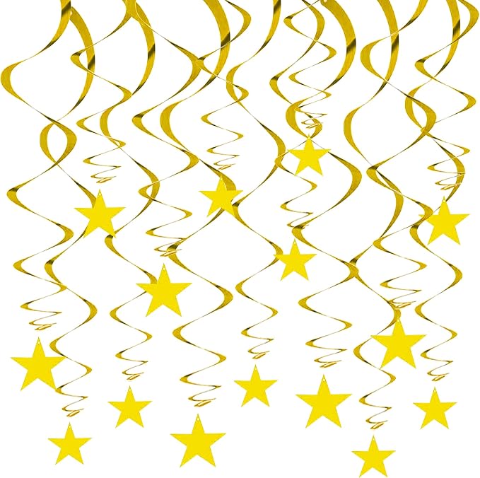 BEISHIDA Gold Star Hanging Swirl Decorations, Hanging Gold Party Supplies by Beishida