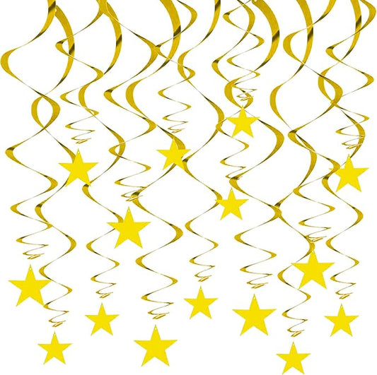 BEISHIDA Gold Star Hanging Swirl Decorations, Hanging Gold Party Supplies by Beishida