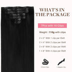 GOO GOO Clip in Hair Extensions Real Human Hair, Remy Human Hair Extensions Clip ins for Women, Natural Human Hair, 12inch 85g 7Pcs, #1 Jet Black