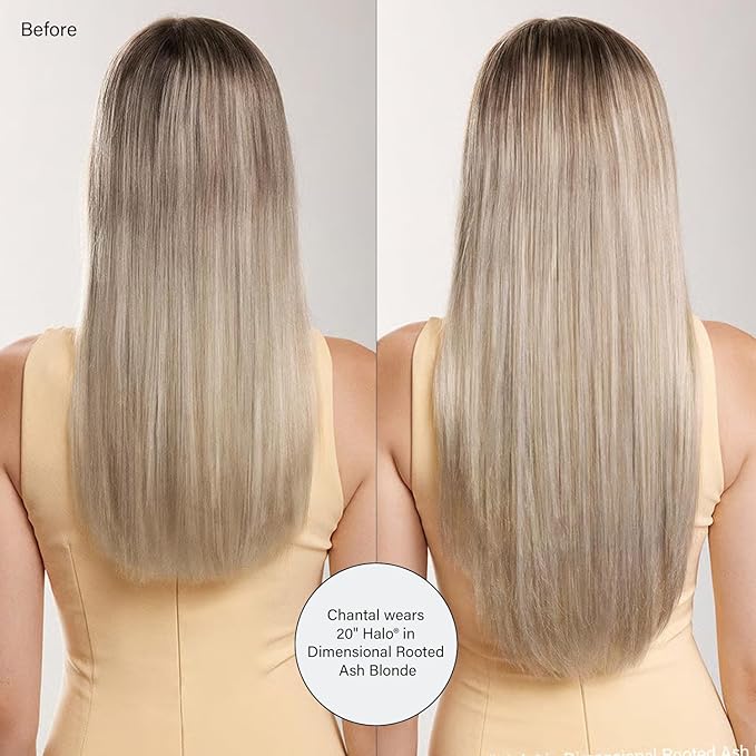 Luxy 100% Remy Human Hair – Halo Clip-In Hair Extensions –Natural Looking Volume & Length - One-Piece - Easy 5-Min Application 180 grams 20" Dimensional Rooted Ash Blonde