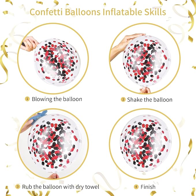 136pcs Red and Black Balloons Arch kit, 18 12 10 5 Inch Balloons | Red and - Image 5