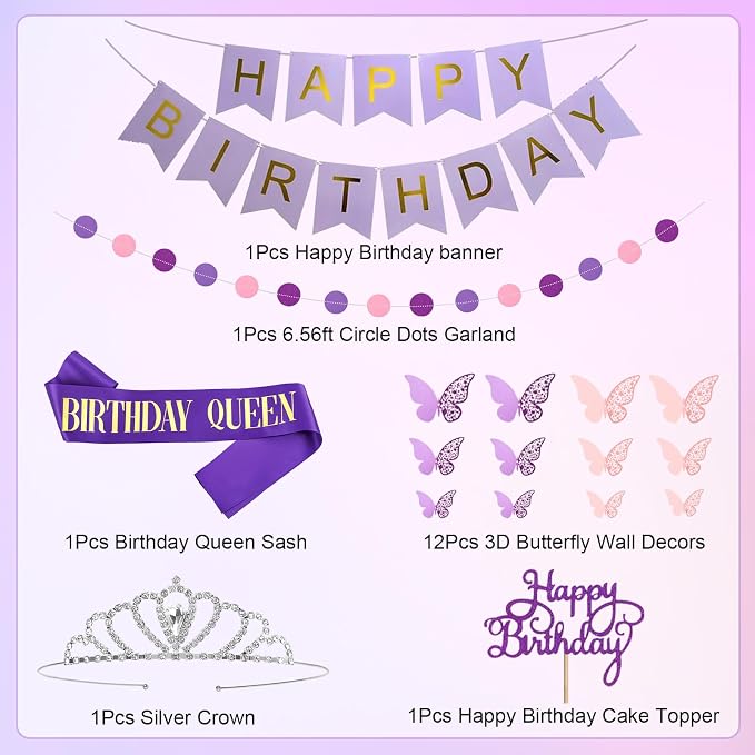 Amandir Purple Birthday Decorations - Image 3