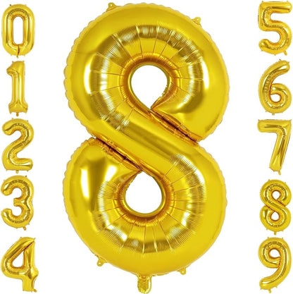 40 Inch Gold Number 8 Foil Balloon by TNCDJKPA