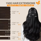 DOORES Clip in Hair Extensions, Light Dark Brown 24 Inch 150g 9pcs, Remy Hair Extensions Clip in Human Hair Human Hair Extensions Clip ins Extensions Human Hair Natural Straight Thick Hair Extensions