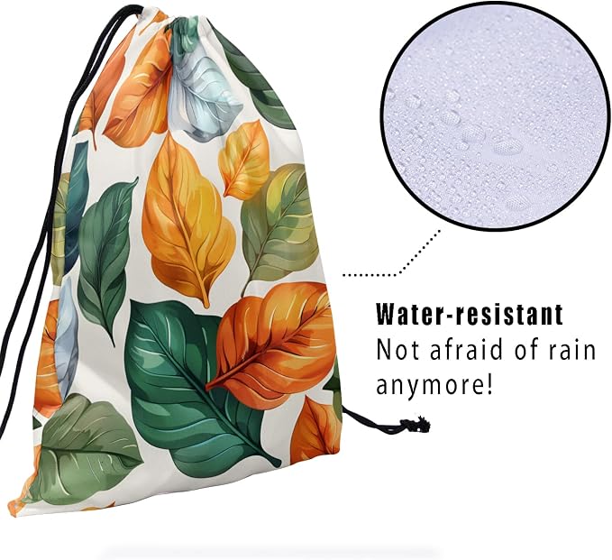 Colorful Leaves Gymnastics Grip Bag Abstract Autumn Leaf Gym String Bag - Image 4
