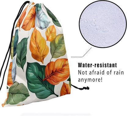 Colorful Leaves Gymnastics Grip Bag Abstract Autumn Leaf Gym String Bag - Image 4