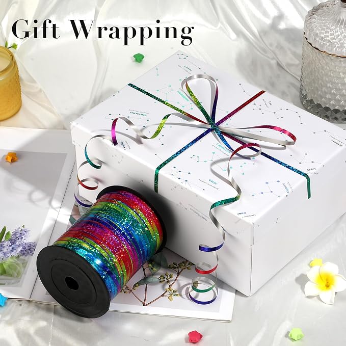 500 Yard Rainbow Ribbon Curling, Balloon Ribbon-Balloon String, Shiny Metallic - Image 2