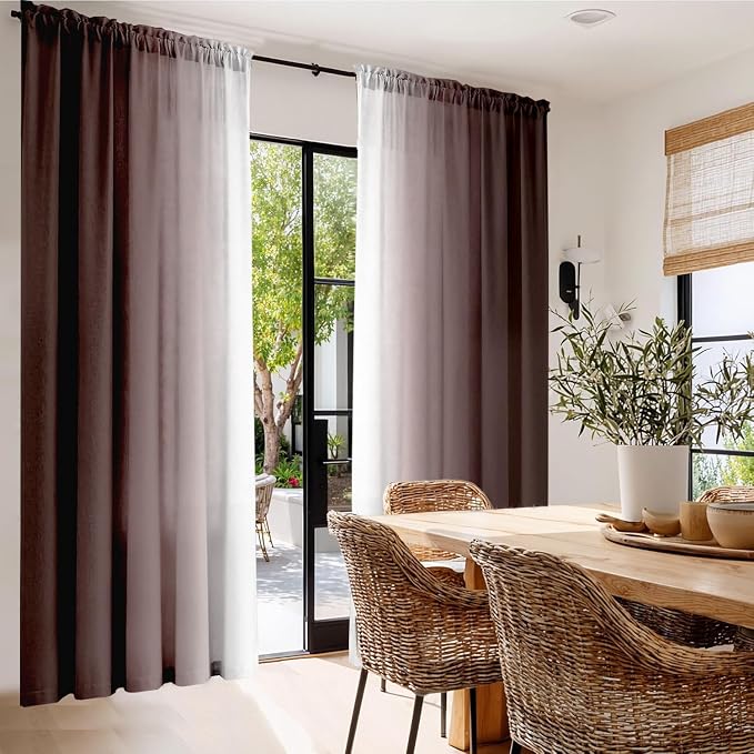 Brown Curtains for Living Room 84 Inch Length Brown White Ombre Curtains 2 - Image 4